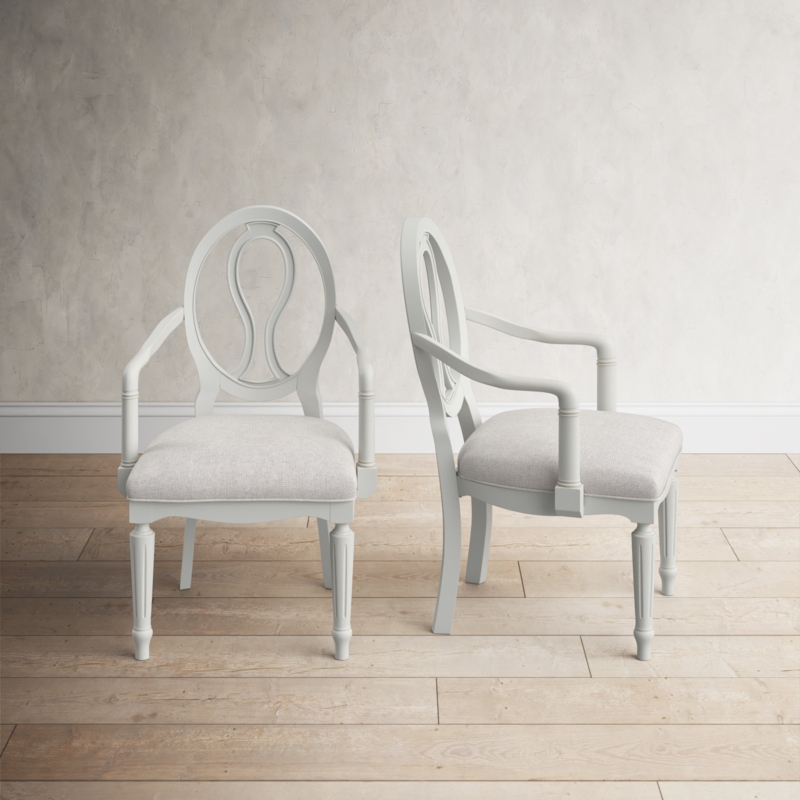 Queen Anne Armchairs in Gray Finish