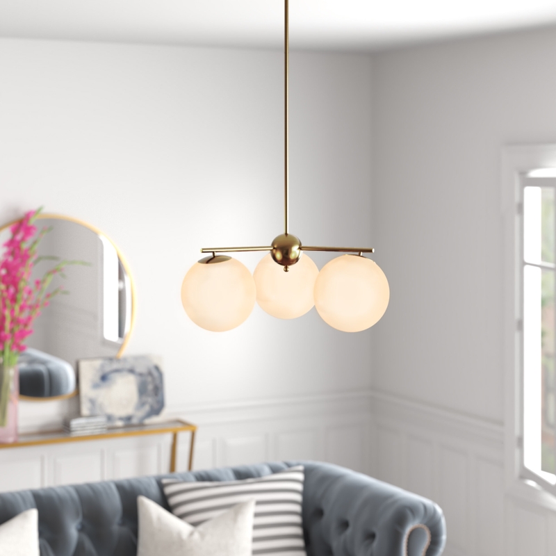 3-Light Chandelier with Frosted Glass Globes