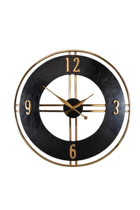 Round Wall Clock with Gold Numerals