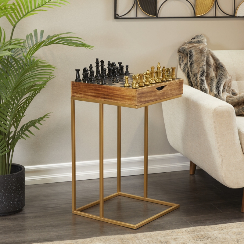 Contemporary Chess Set Accent Table