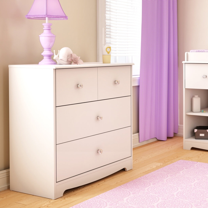 Adorable 3-Drawer Dresser with Crystal-like Knobs