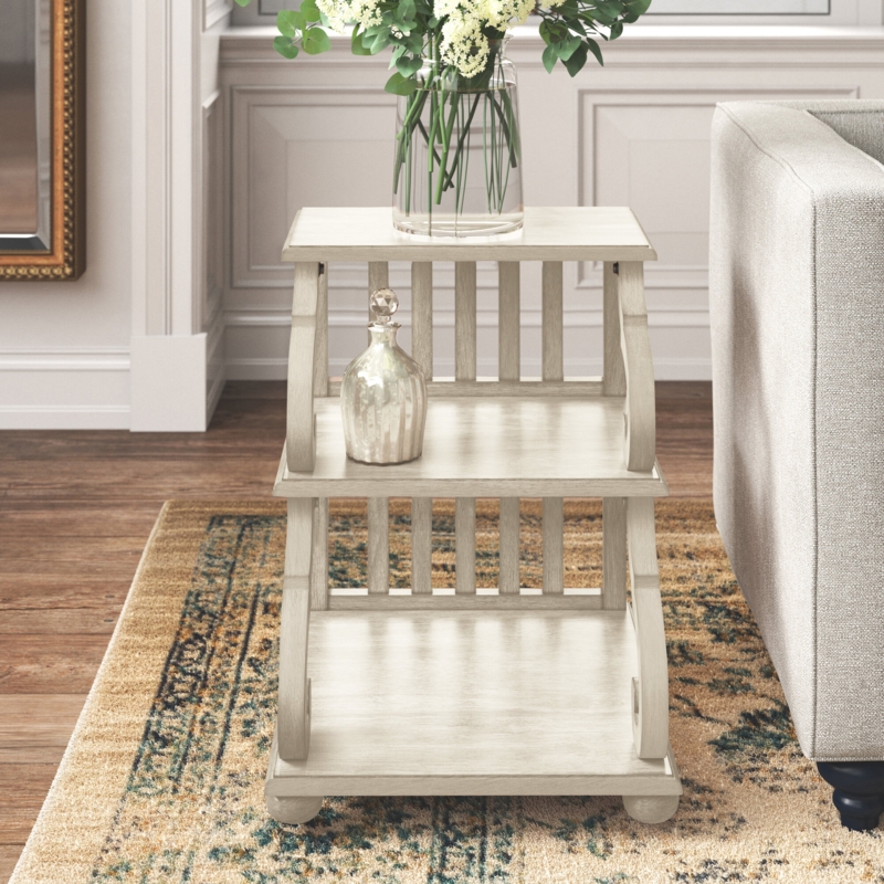 Scroll Side End Table with Two Tiers