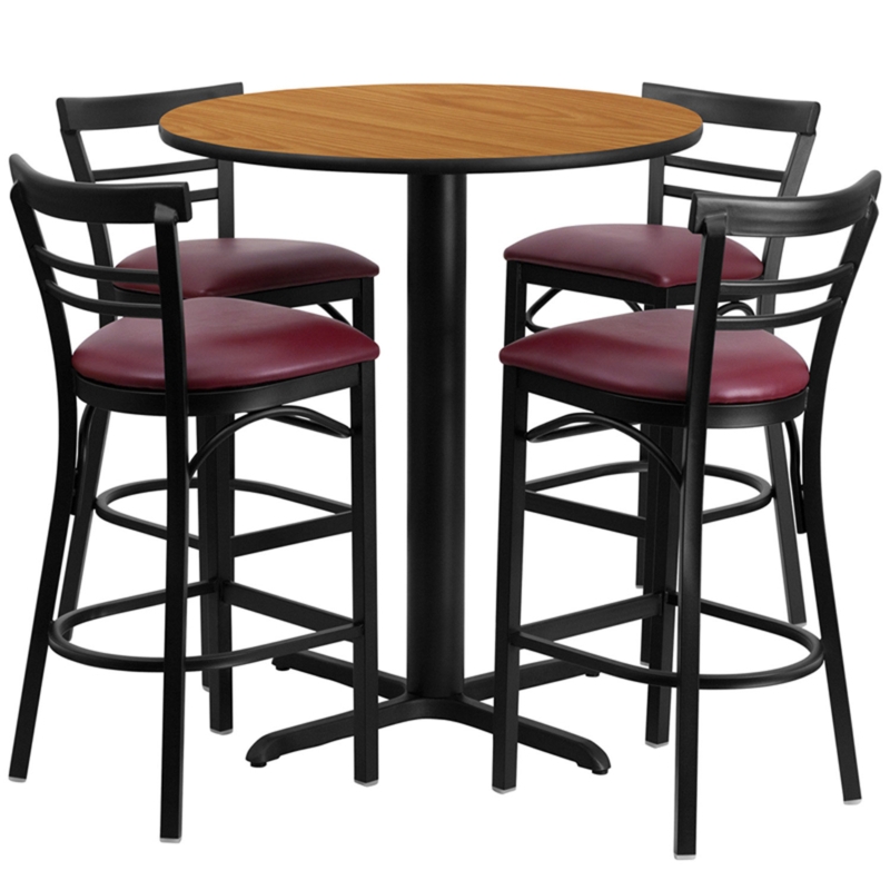 5 Piece Pub Table Set with Ladder Back Barstools