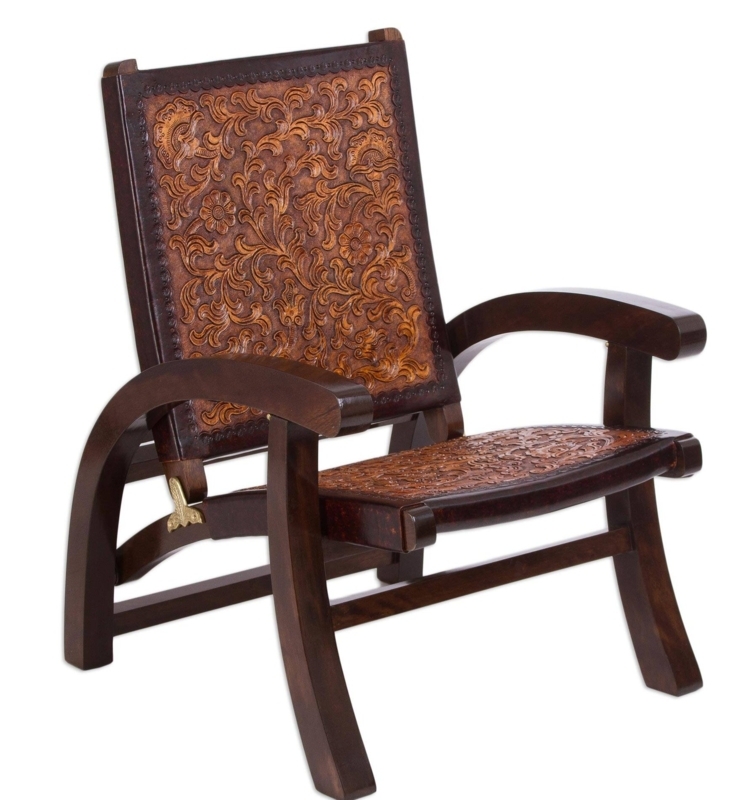 Colonial Art-Inspired Leather Folding Chair