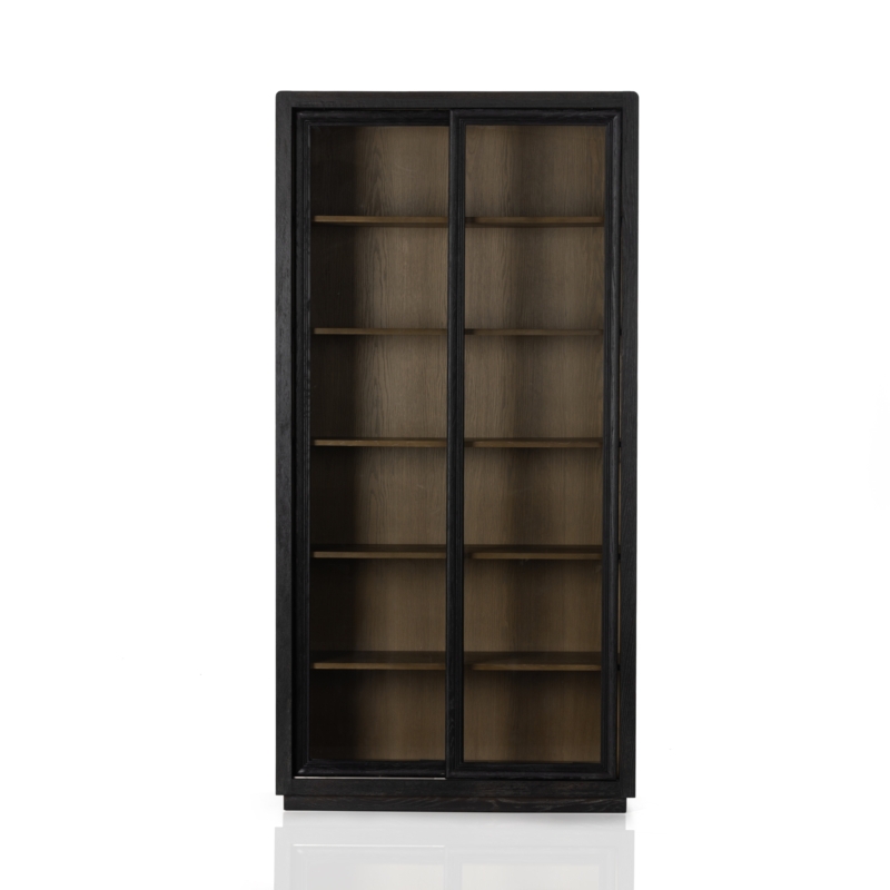 Black Oak Glass Door Bookcase