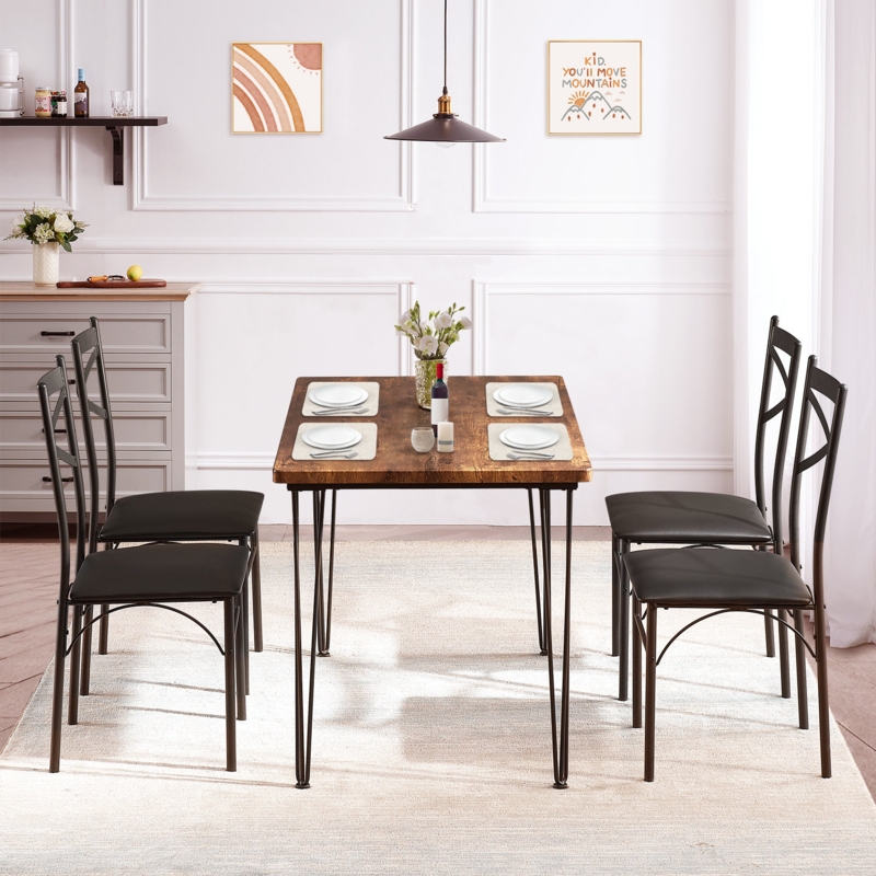 Treport 4-Person Dining Set with Upholstered Chairs