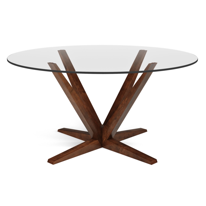 Handmade Solid Wood Pedestal Table with Glass Top
