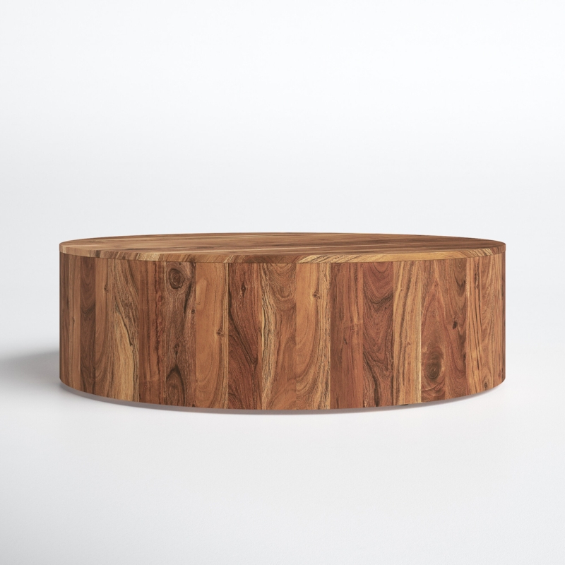 Round Acacia Wood Coffee Table