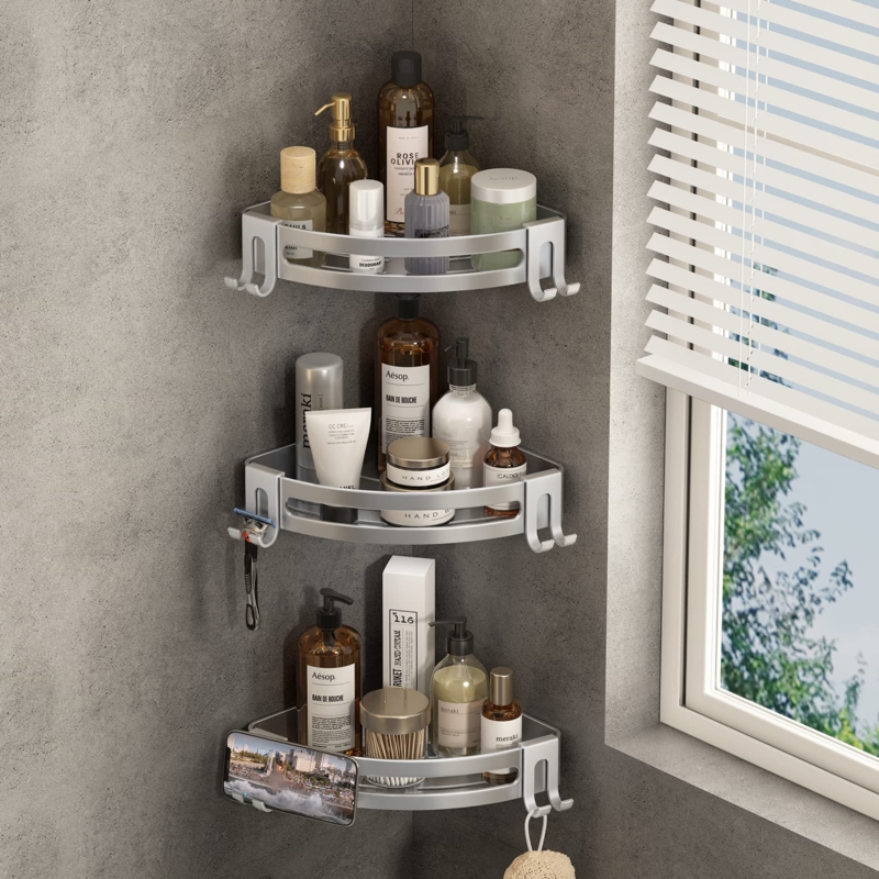 Corner Shower Caddy with Dual Installation Options
