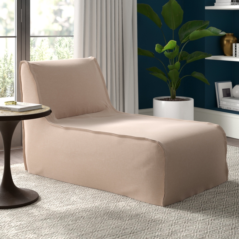 Contemporary Chaise Lounge with Linen Slipcover