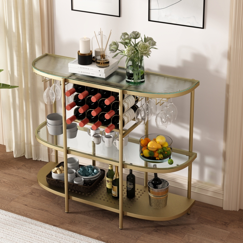 Multi-Functional Gold Wine Stand