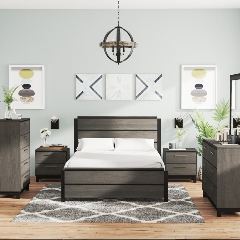 Contemporary Bedroom Set with Contrast