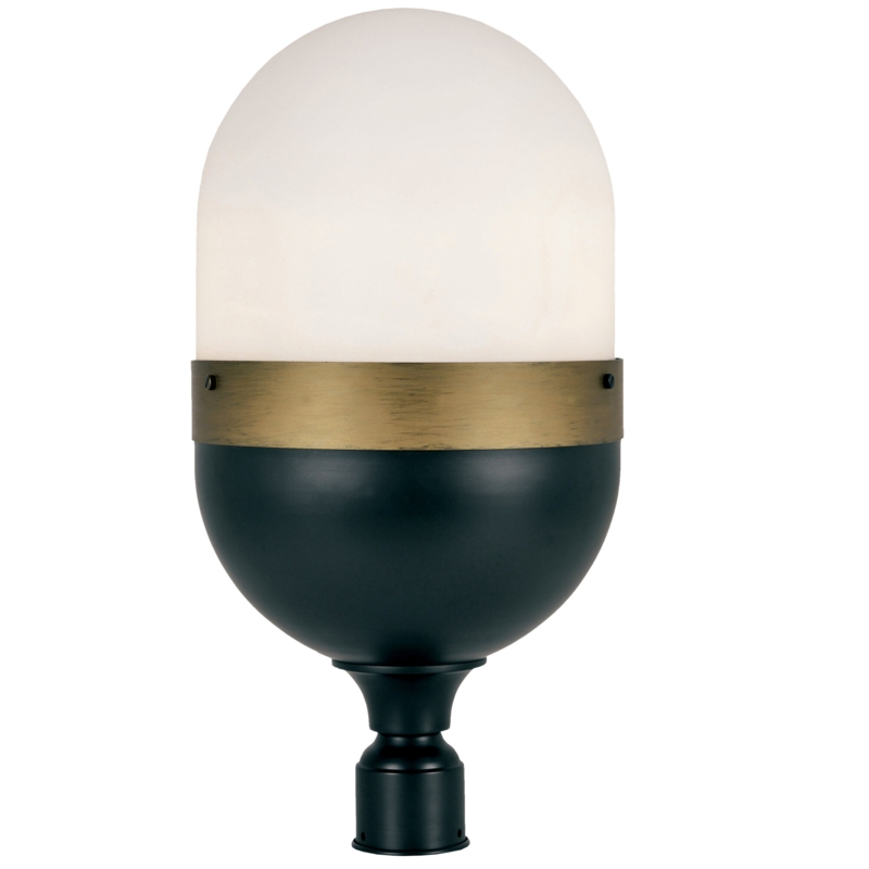 Egg-Shaped Outdoor Post Light with Textured Gold Band
