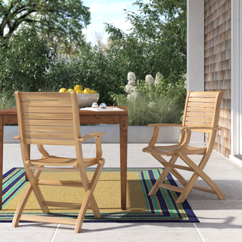 Folding Patio Chairs with Teak and Engineered Wood