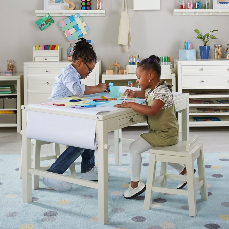 Kids' Art Table and Paper Roll with Storage