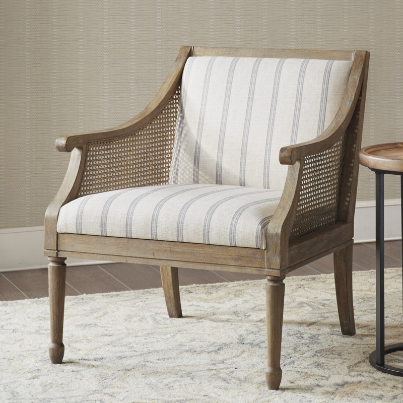 Country Farmhouse Accent Chair with Upholstered Seat