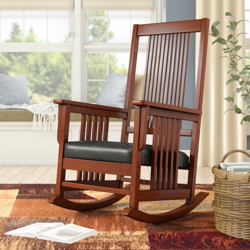 Craftsman Rocking Chair with Faux Leather Seat