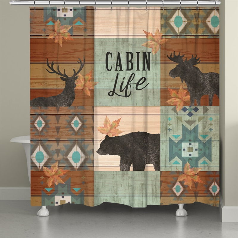 Brown And Blue Shower Curtain - Foter