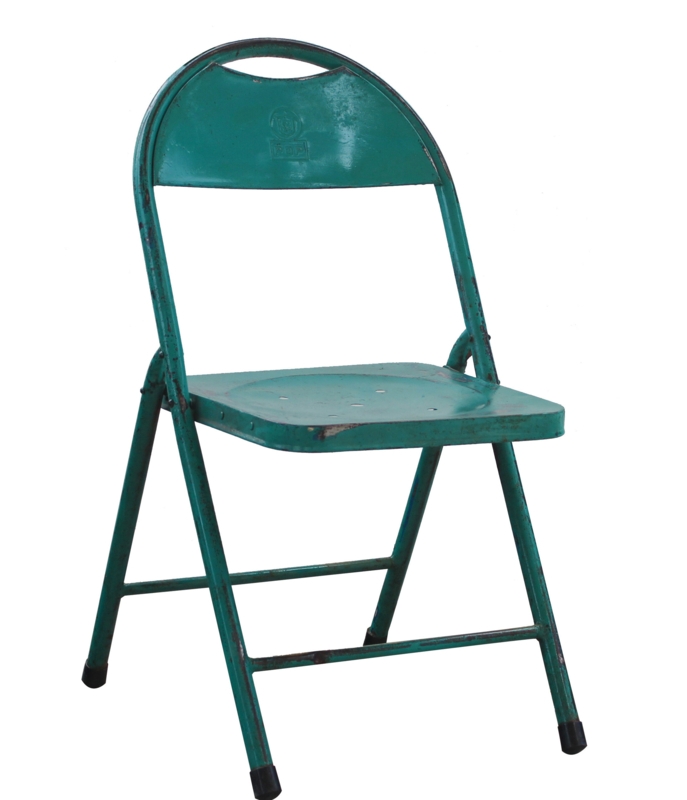 Vintage-Style Folding Metal Chair