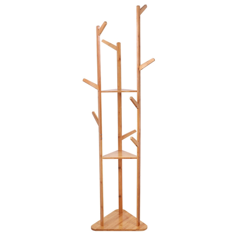 Durable Bamboo Coat Tree with Triangle Base