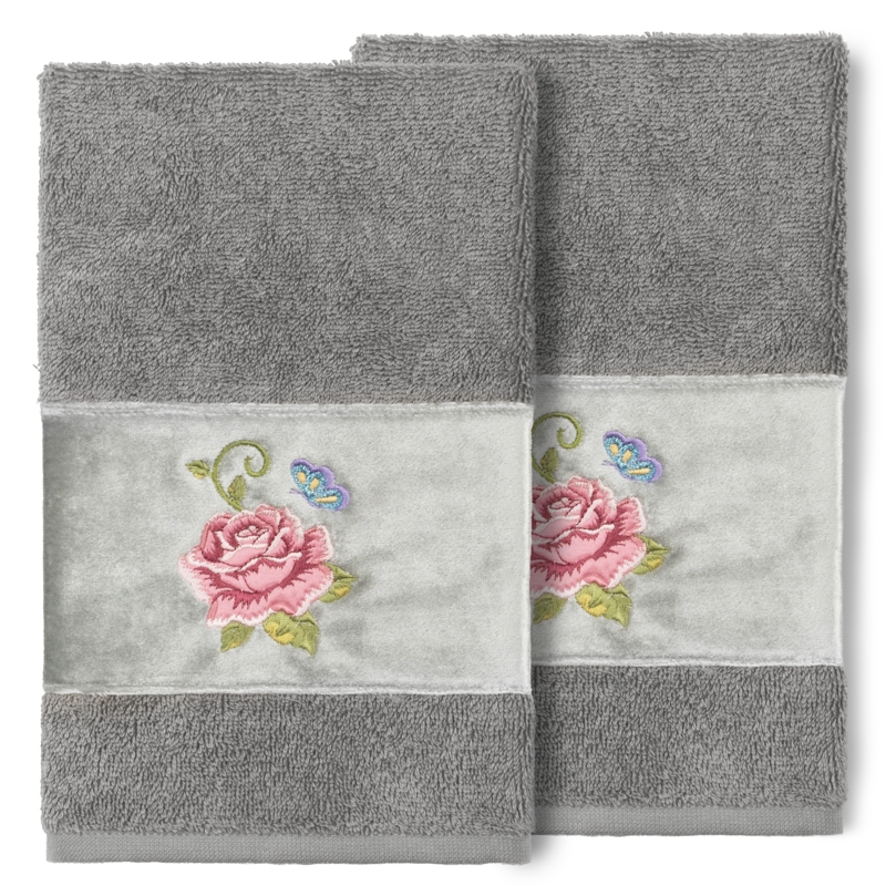 Embellished Towel with Rose & Butterfly Motif
