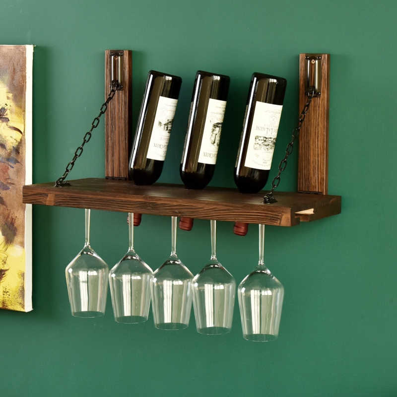 Rustic Wine Bottle and Glass Rack