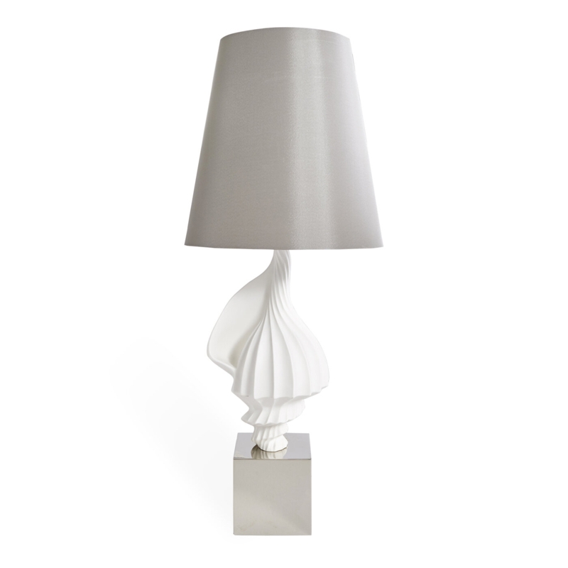 Shell Table Lamp with Grey Shade