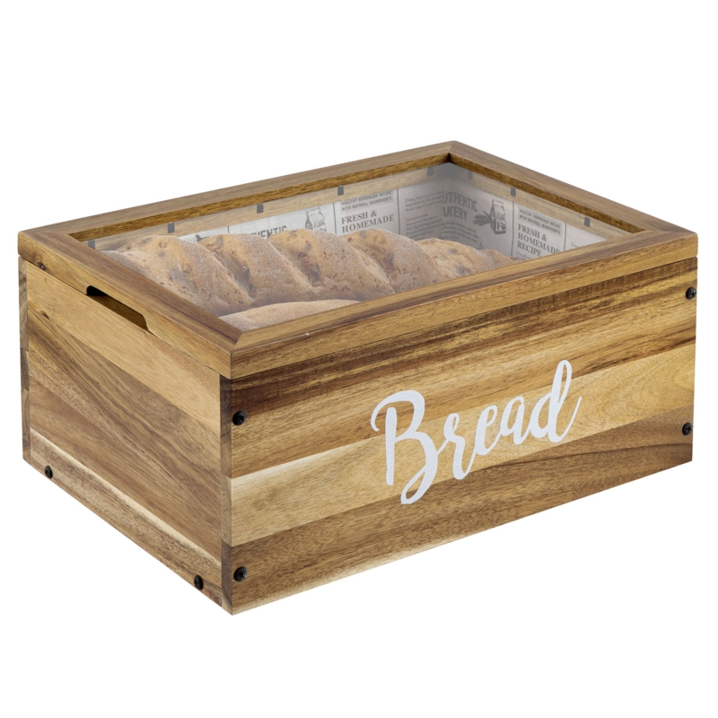 Farmhouse-Inspired Acacia Wood Breadbox