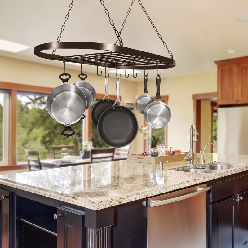 Oval Ceiling-Mounted Cookware Organizer