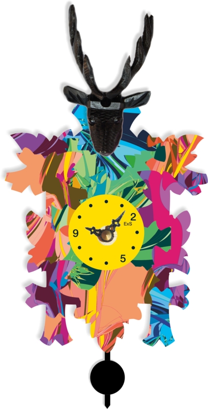 Colorful 80's Pattern Deer Wall Clock