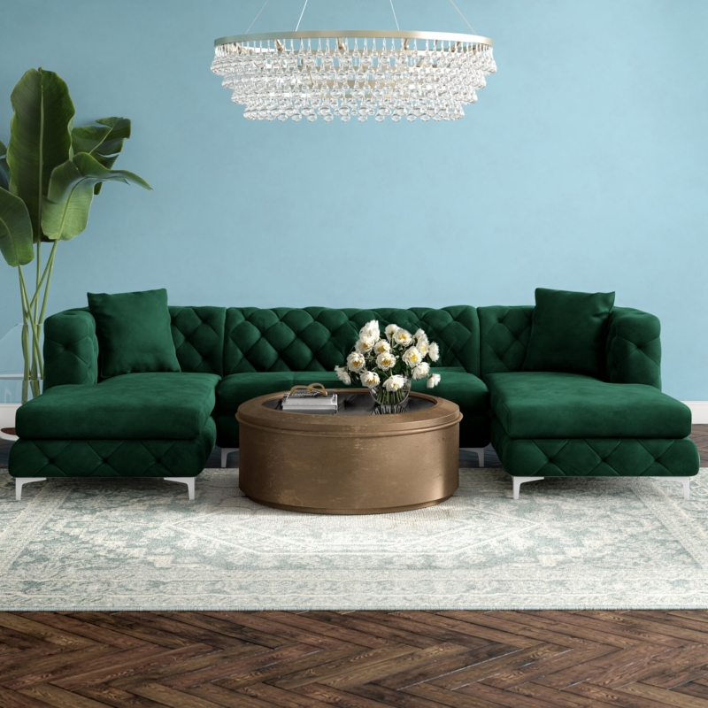 Velvet Symmetrical Sofa & Chaise Sectional