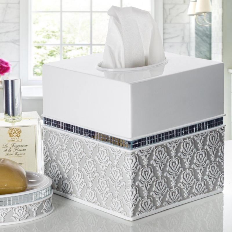 Elegant Tissue Box Cover with Mirrored Accents
