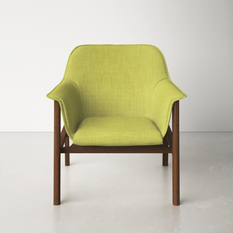 Low-Profile Linen Armchair with Ash Wood Frame
