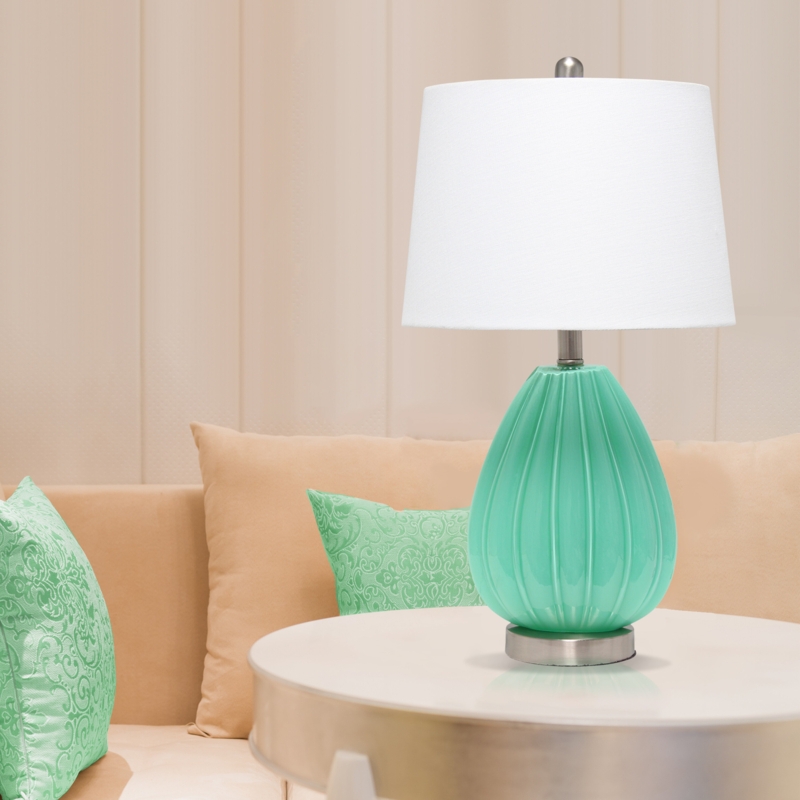 Glass Jar Table Lamp with Fabric Shade