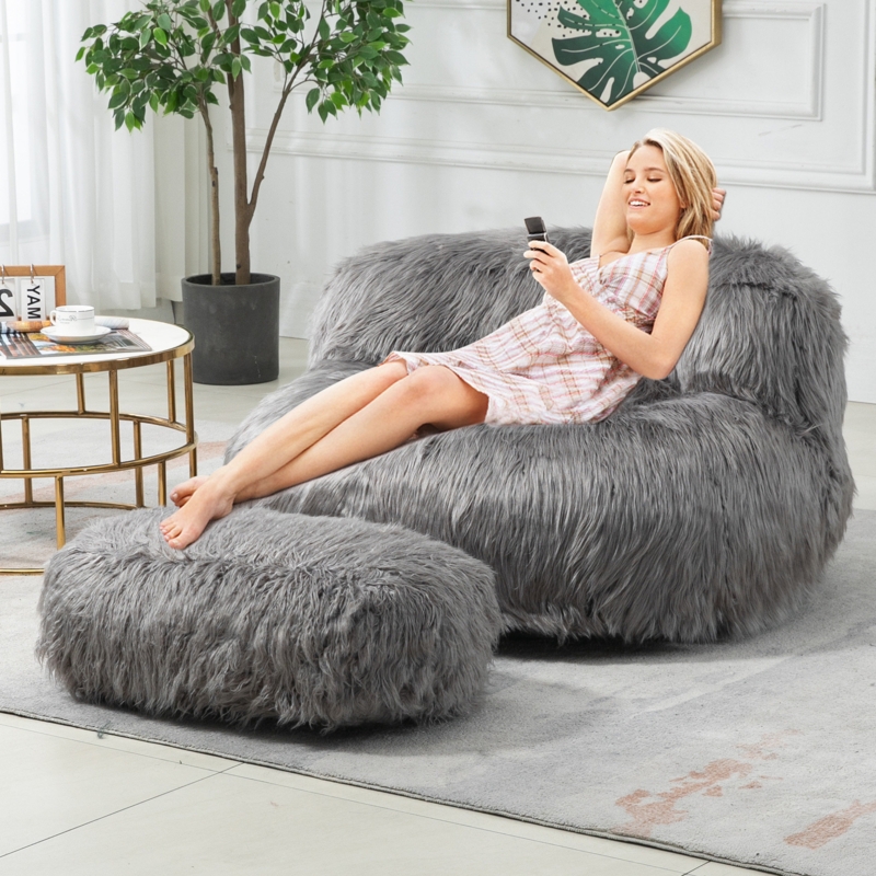 6ft Big Bean Bag Cover Comfy Bean Bag Fluffy Lazy Sofa Giant Without Beans  Brown