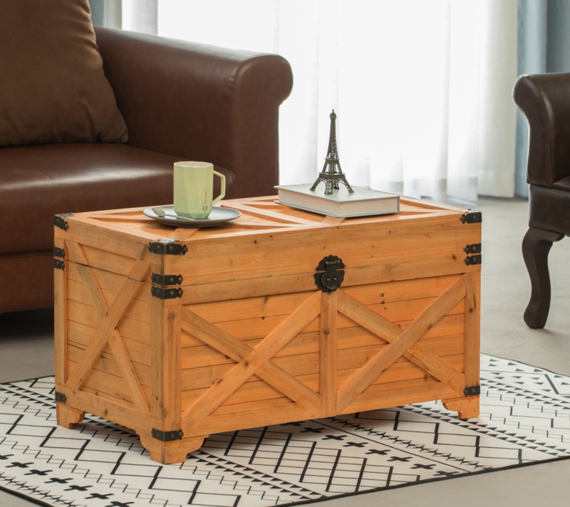 Large Wood Trunk for Storage and Serving