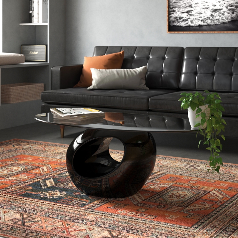 Modern Oval Coffee Table with Storage
