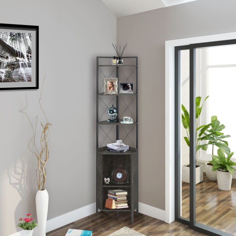 Multifunctional Corner Cabinet with Adjustable Shelves