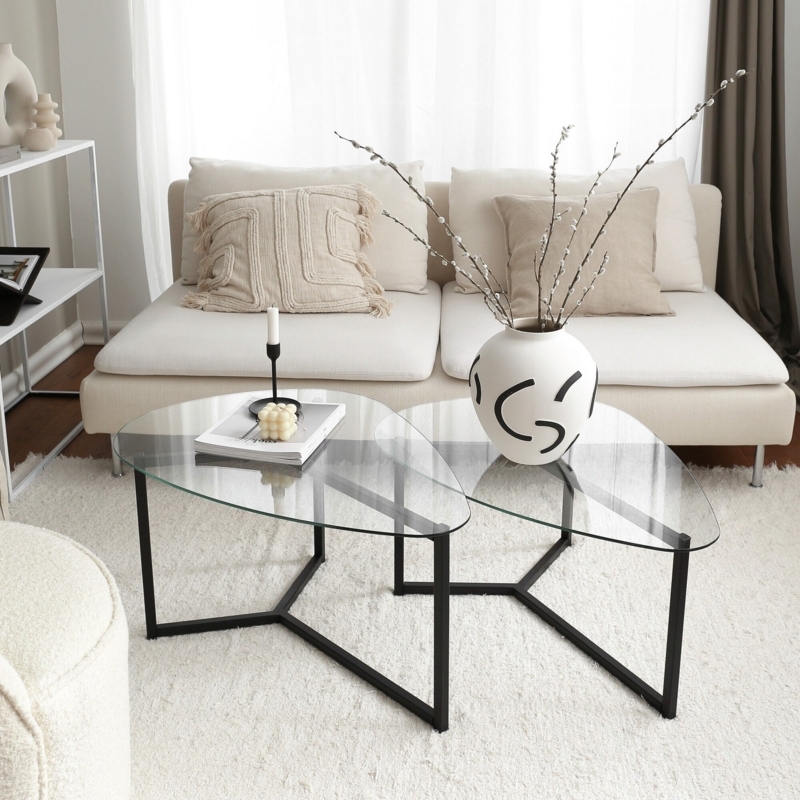 French Modern 3-in-1 Coffee Table with Stools
