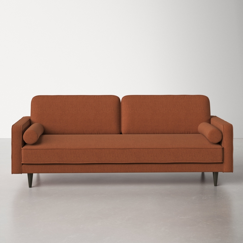 Contemporary Sofa with Square Arms and Bolster Pillows