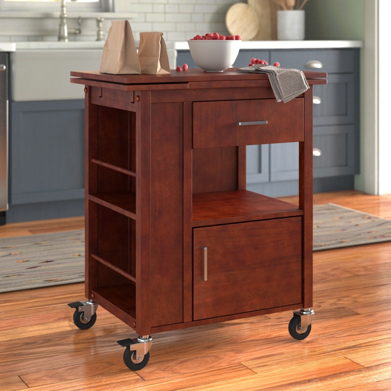 Rolling Kitchen Cart with Extendable Work Surface