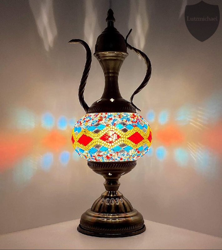 Moroccan Teapot Lantern Tiffany-Style Decor Piece