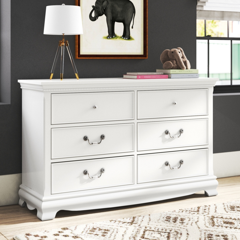 6-Drawer Double Dresser with Acrylic Accents