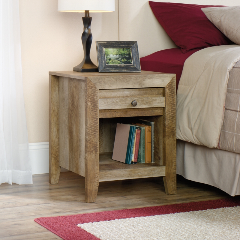 Rustic One-Drawer Nightstand with Cubby