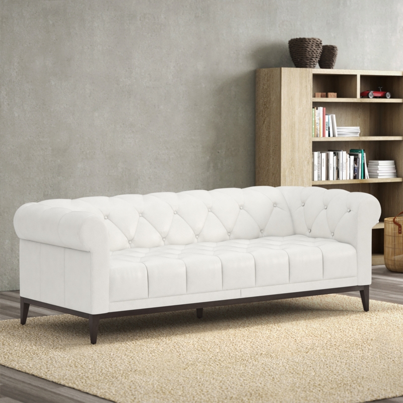 Classic Genuine Leather Sofa with Tufted Design