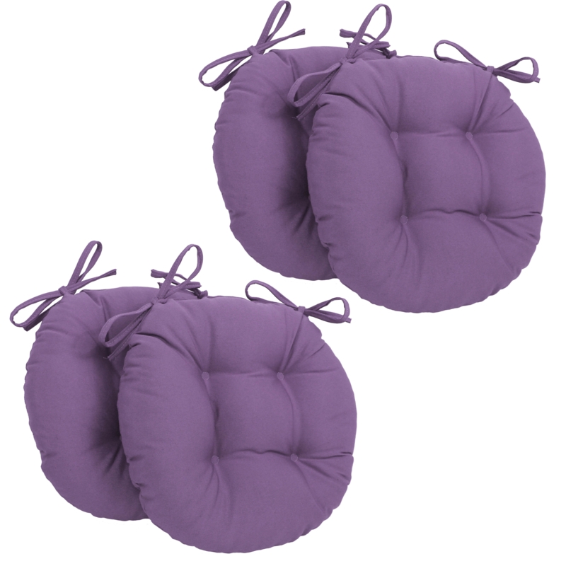 16-inch Solid Twill Round Tufted Chair Cushions (Set of 4)