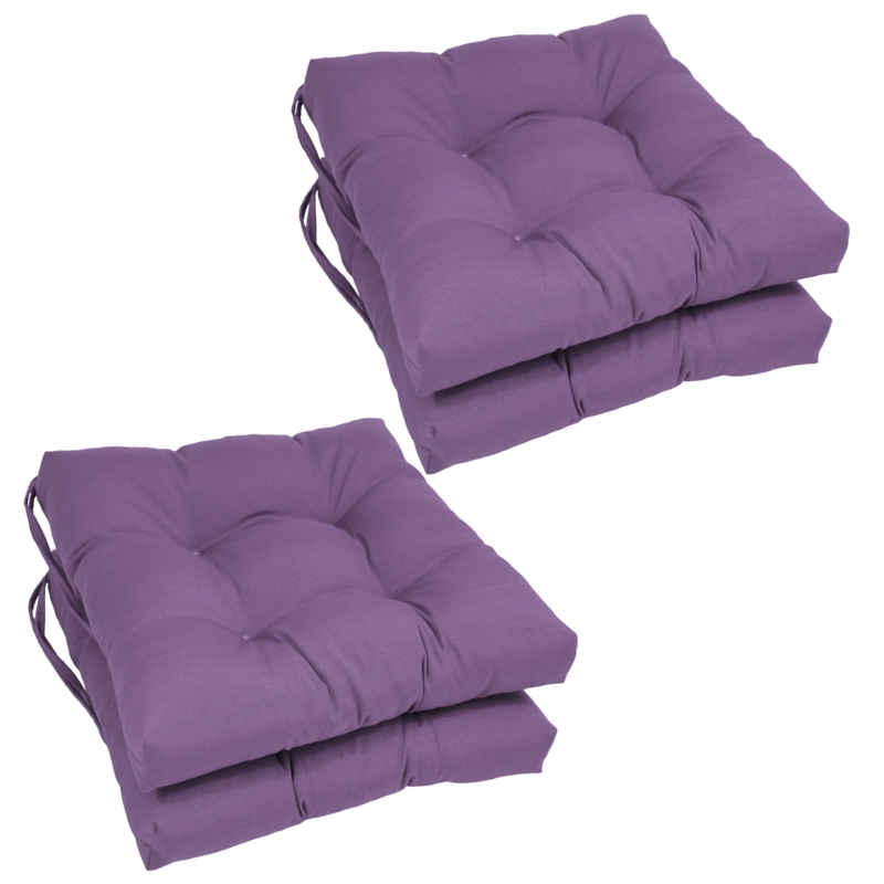 16-inch Solid Twill Square Tufted Chair Cushions (Set of 4)