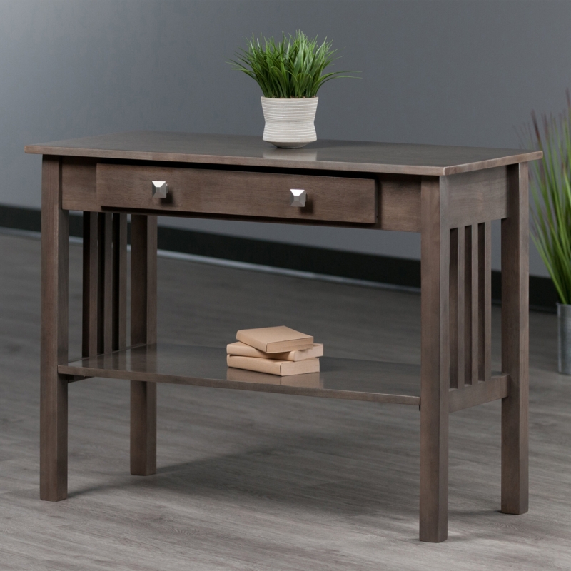 Contemporary Oyster Gray Console Table