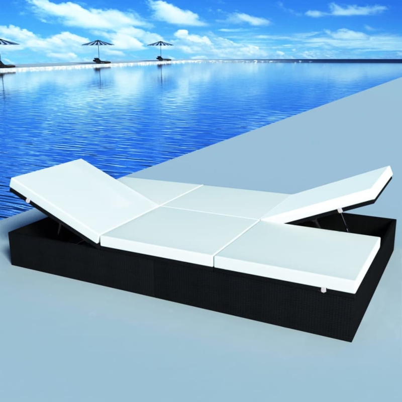 2-Person Rattan Sunlounger with Cushions