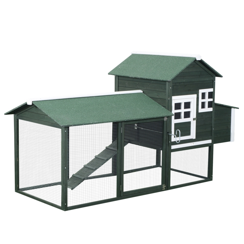 China Fir Wood Chicken Coop with Dual-Sectioned Nesting Box